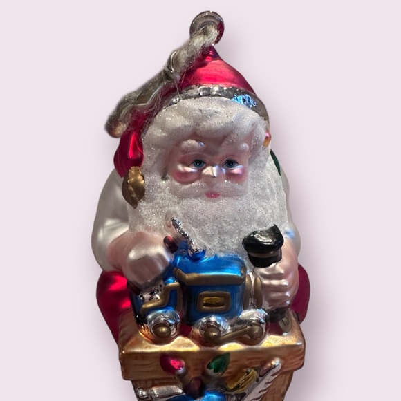 Vintage Dept 56 Santa Claus Mercury Glass Santa Workbench Ornament - Picture 3 of 8